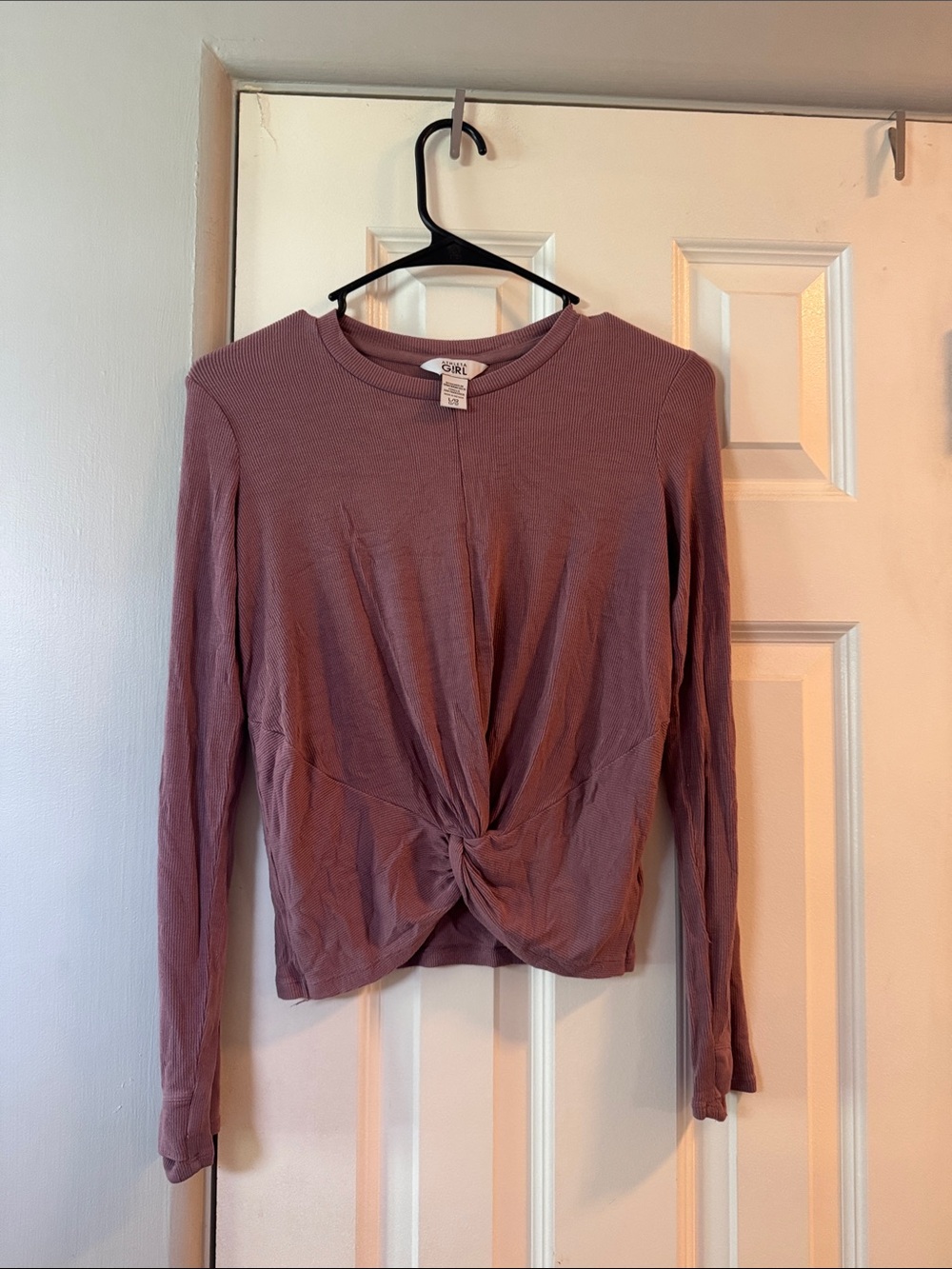 Athleta Dusty Mauve Twist-Front Long Sleeve Top